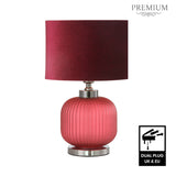 44.5cm Frost Purple Pleated Glass Table Lamp