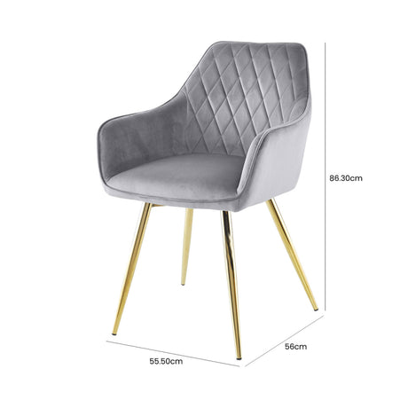 2 Quinn Grey With Gold Legs Dining Chair