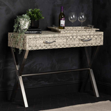 Faux Snake Leather 2 Drawer Console Table LF064-00-BLWH