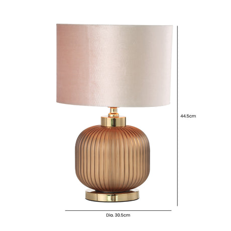 44.5cm Frost Brown Pleated Glass Table Lamp