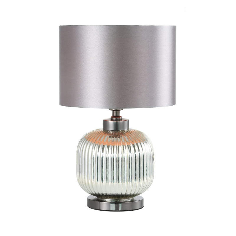 44.5cm Chrome Pleated Glass with Silver Satin Shade Table Lamp