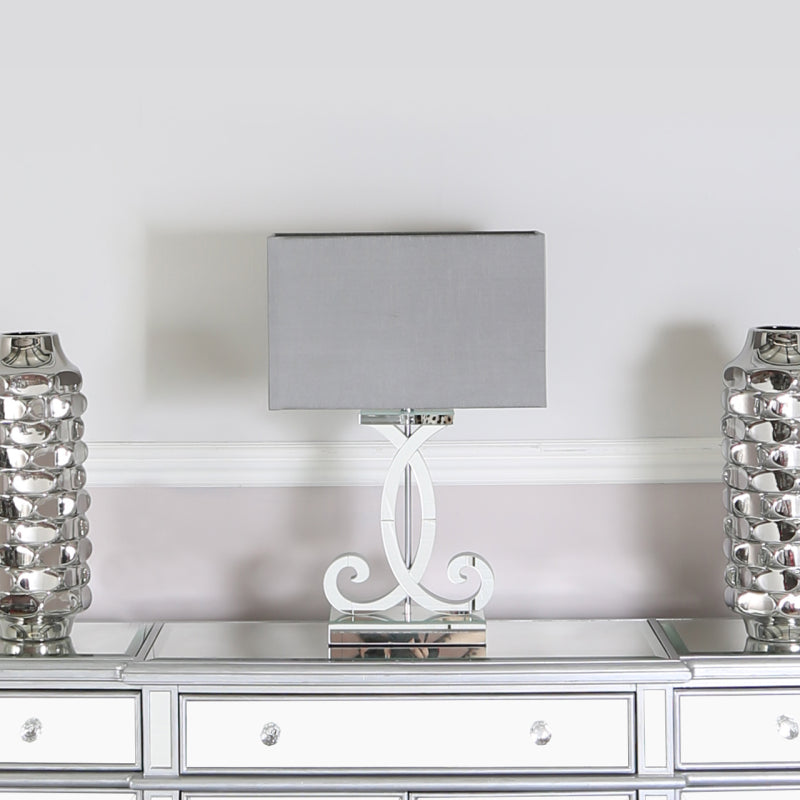 Hera Clear Mirror Table Lamp with grey shade