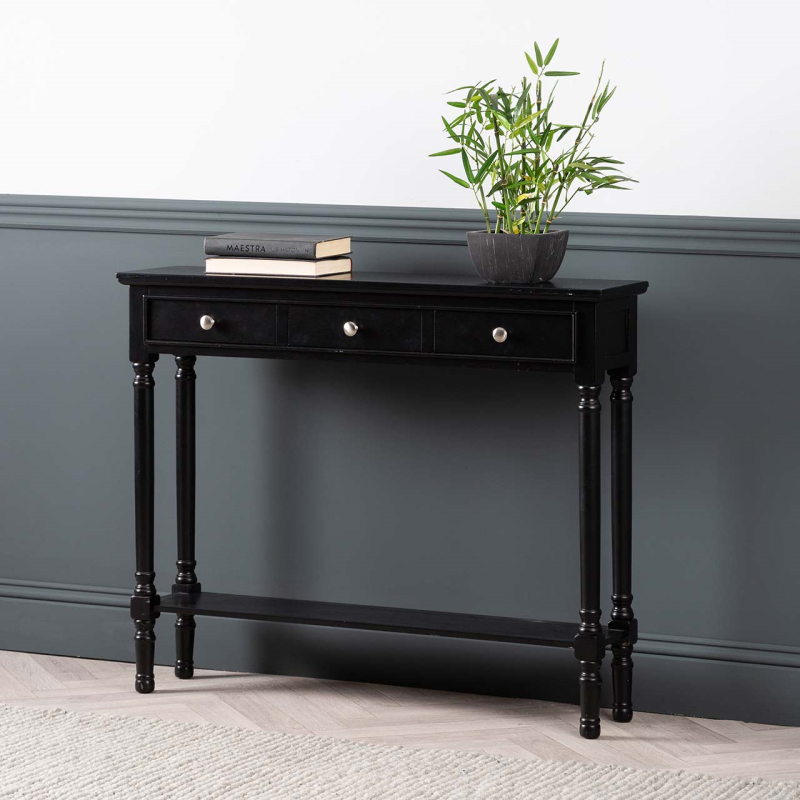 Delta Black 3 Drawer Console Table