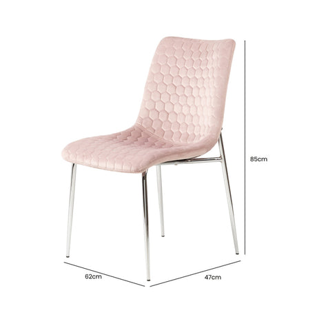 2 Zula Pink Dining Chair With Chrome Legs