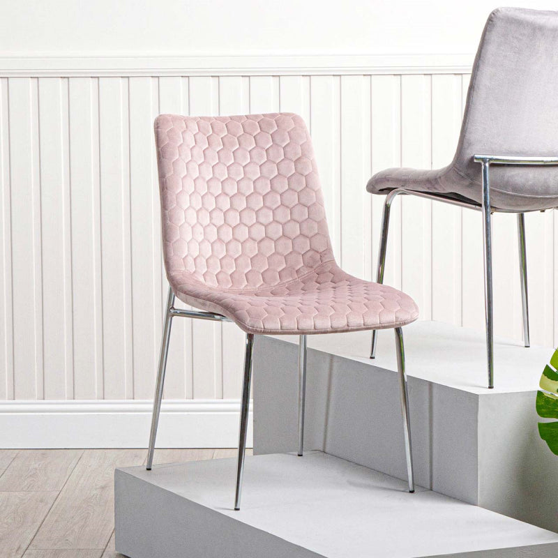 2 Zula Pink Dining Chair With Chrome Legs