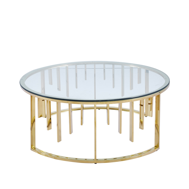 Owen Round Gold Metal with Clear Glass Top Coffee Table