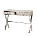 Faux Snake Leather 2 Drawer Console Table LF064-00-BLWH