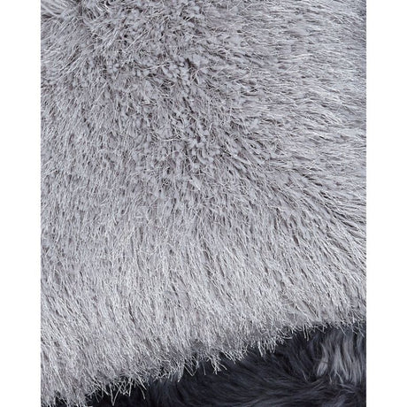 Unfilled Glittered Grey Shaggy Cushion