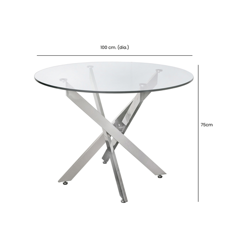 Value 100cm Nova Medium Chrome and Glass Round Dining Table