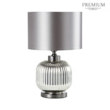 44.5cm Chrome Pleated Glass with Silver Satin Shade Table Lamp