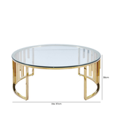 Owen Round Gold Metal with Clear Glass Top Coffee Table