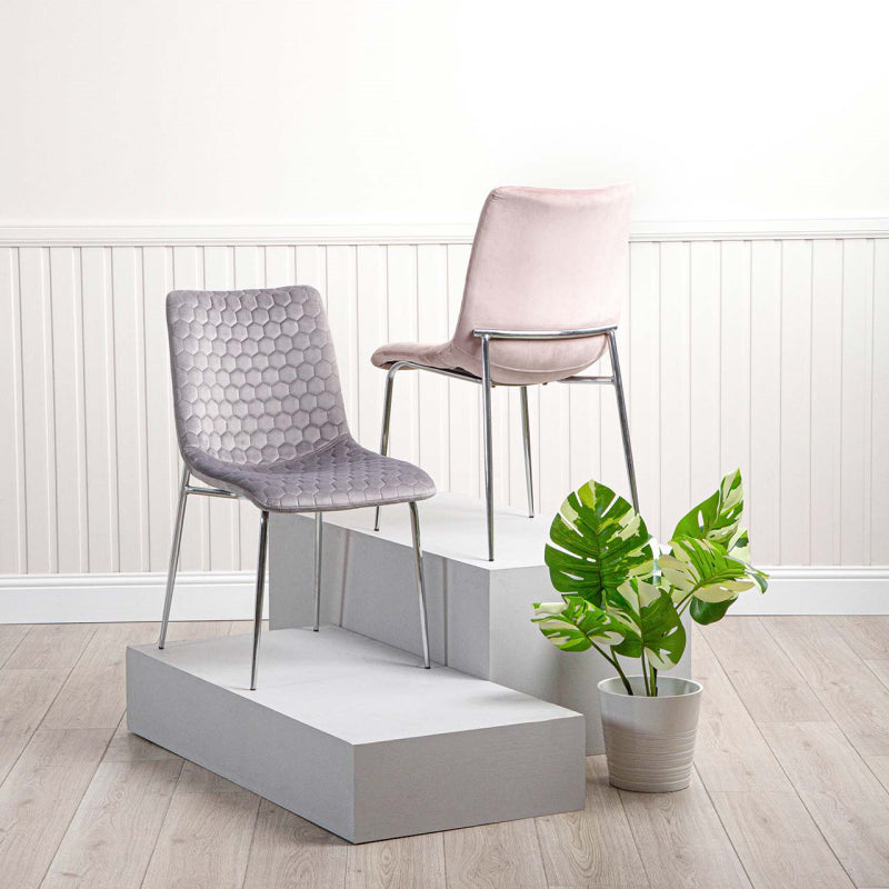 2 Zula Pink Dining Chair With Chrome Legs