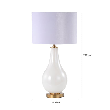 70.5cm White Pearl Glass Table Lamp with White