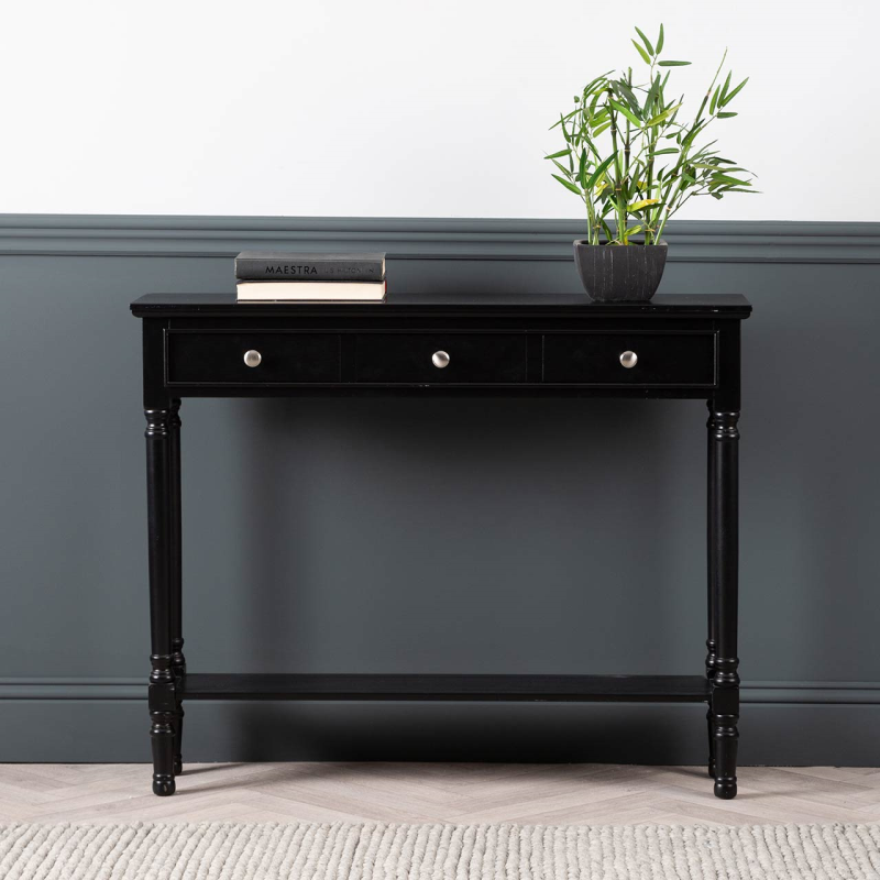 Delta Black 3 Drawer Console Table