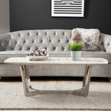 Meghan Chrome Metal with Grey Faux Marble Top Coffee Table