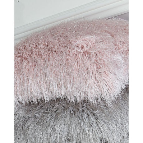 Glittered Pink Shaggy Cushion