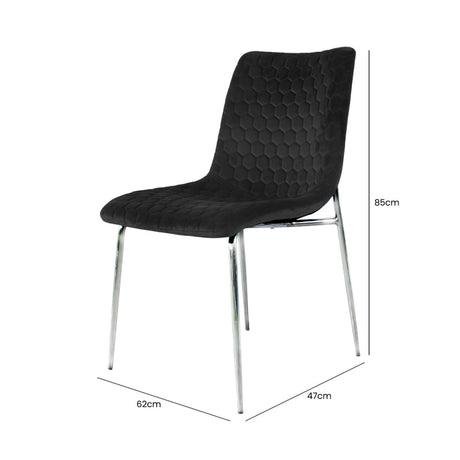 2 Zula Black Dining Chair With Chrome Legs