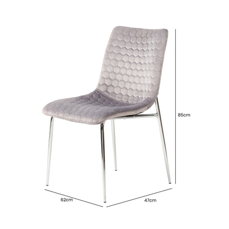 2 Zula Grey Dining Chair With Chrome Legs