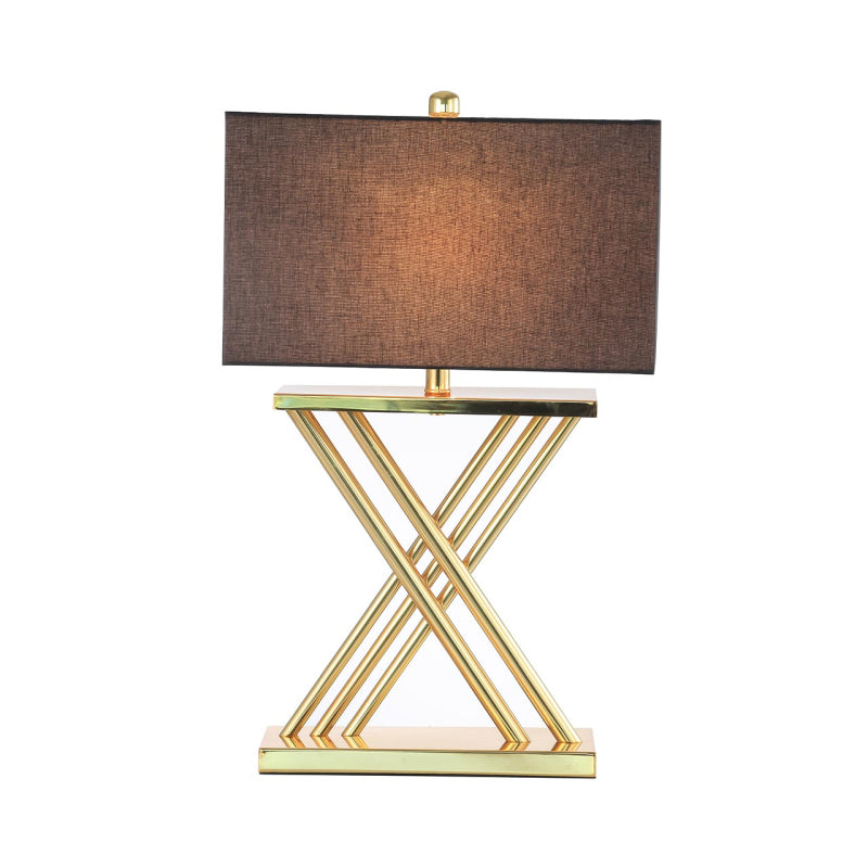 70cm X Gold Table Lamp with Black Linen Shade