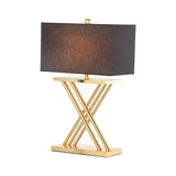 70cm X Gold Table Lamp with Black Linen Shade