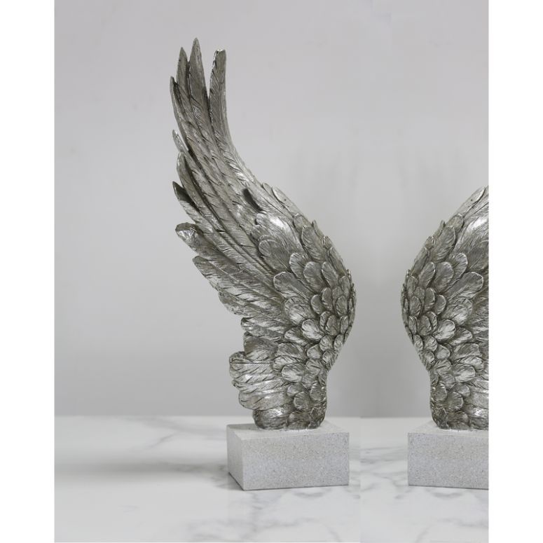 Antique Silver Left Angel Wing Decor