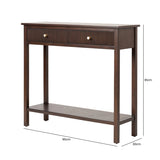 Lindon Walnut Brown 2 Drawer Console Table with Gold Handles