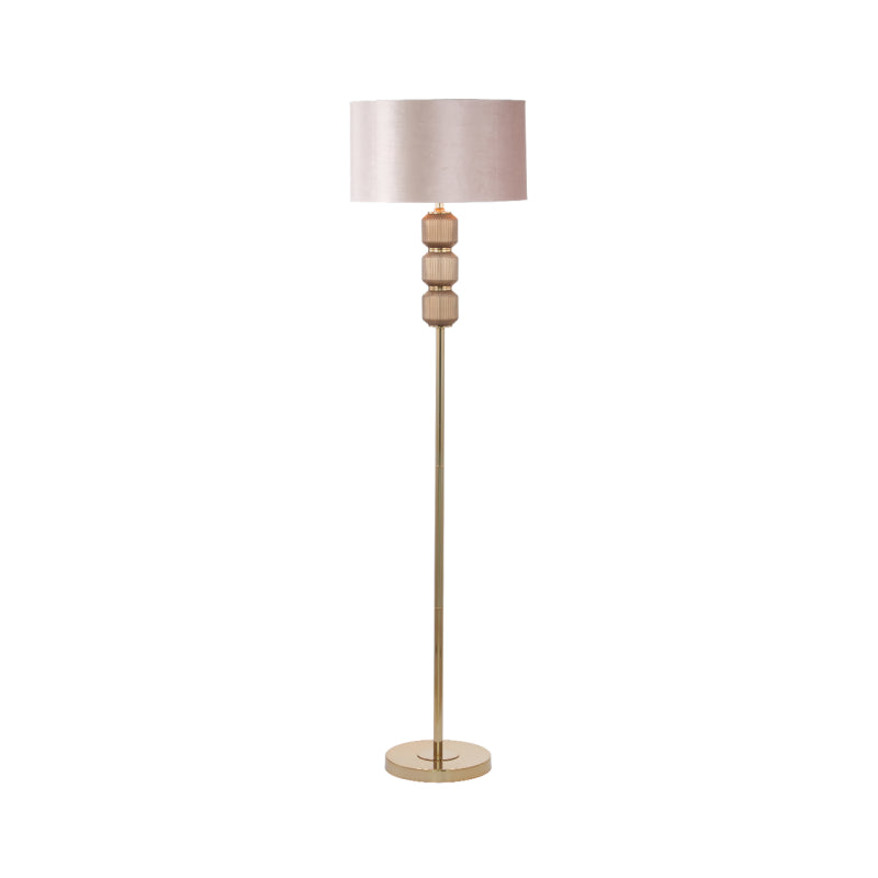 168cm Brown Pleated Glass Floor Lamp with Champagne Shade