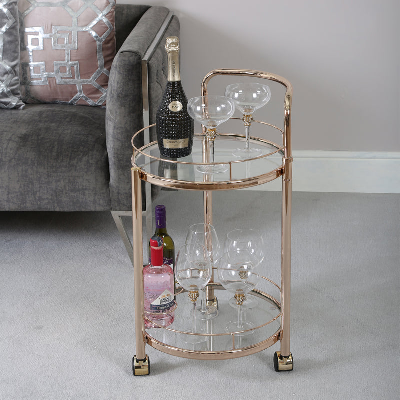 Harry Gold Metal & Clear Glass Drinks Trolley MF248-00-GDCL