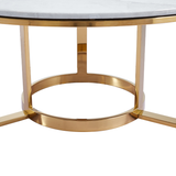 100cm Round Gold Metal with White Faux Marble Top