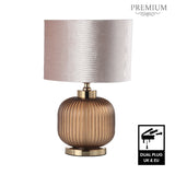 44.5cm Frost Brown Pleated Glass Table Lamp