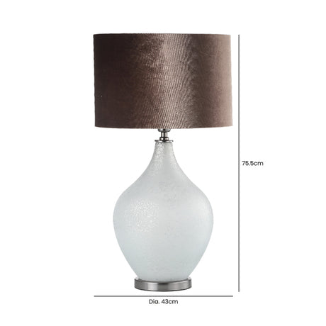 75.5cm Silver Frost Glass with Mocha Velvet Shade Table Lamp