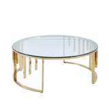 Owen Round Gold Metal with Clear Glass Top Coffee Table