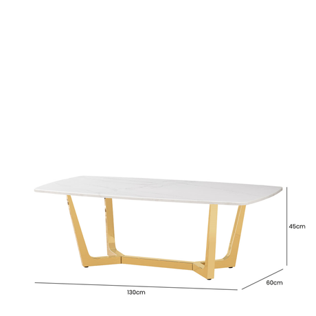 Meghan Gold Metal with White Faux Marble Top Coffee Table