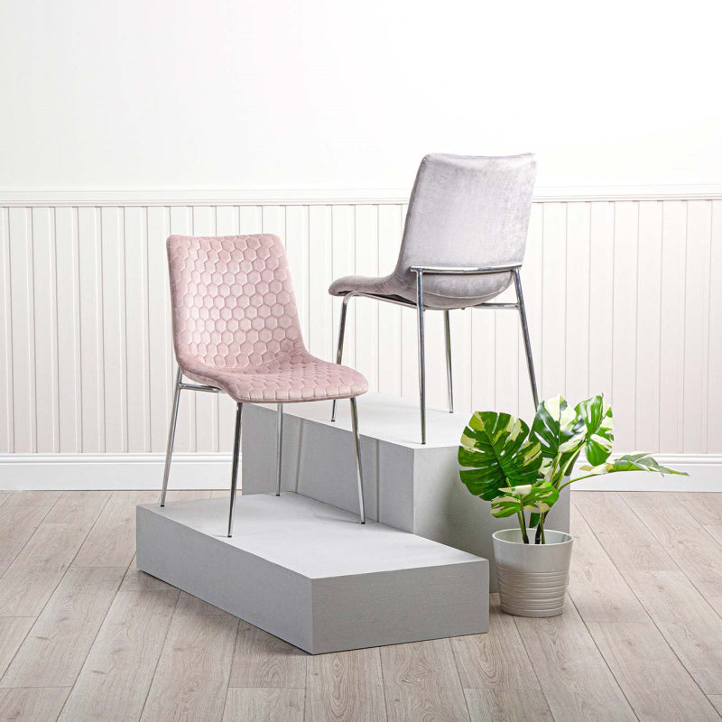 2 Zula Pink Dining Chair With Chrome Legs