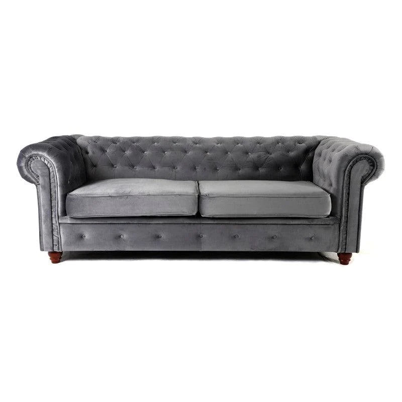 Chesterfield Sofa Set Green/Black/Grey Velvet Fabric